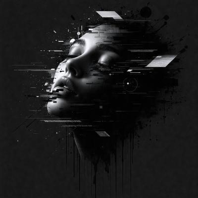 The primary subject of the image is a woman's face, which is the main focus of the image. The setting is a black background, which provides a stark contrast to the woman's face. The visual style is a digital art or illustration, as the woman's face is depicted in a stylized manner. The colors and mood of the image are predominantly dark, with the woman's face being the only prominent feature in the image.